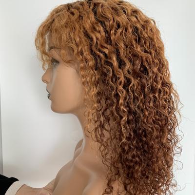 China Brazilian Virgin Curly Highlight Colored Curly Bob With Bangs 360 Wig for sale