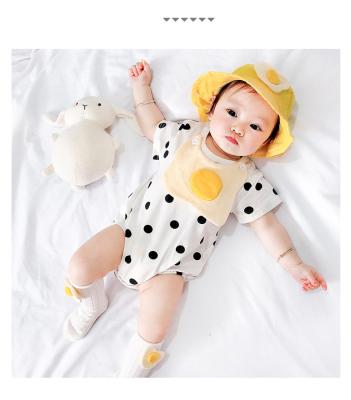 China Spandex/Cotton Spandex/New Baby Cotton 2021 Summer Cartoon Triangle Newborn Egg Romper Crescent Suit With Sun-protection Hat for sale