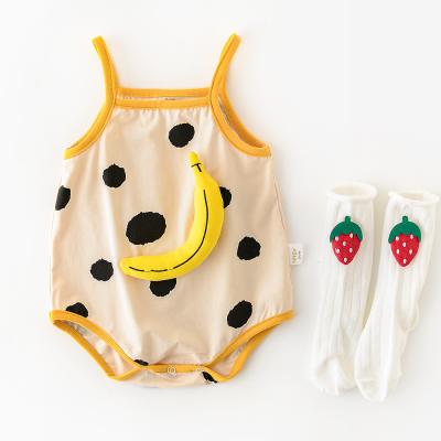 China 2021 Summer Baby Rompers Polyester/Cotton Polyester/Cotton Polka Dot Banana Stripe Smile Face Toddler Boys And Girls Newborn With Cool Breathable Triangle Rise for sale