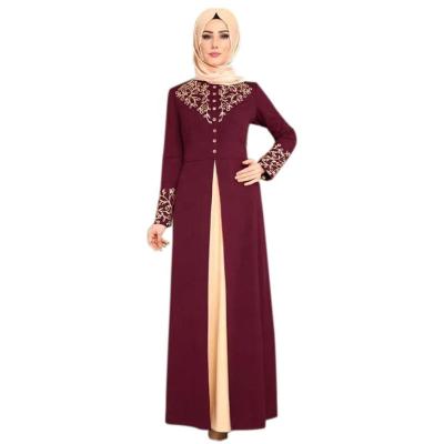 China New Arrival Solid Color Sequin Dubai Polyester Popular Long Sleeve Muslim Abaya Dress Muslim Women Dress for sale