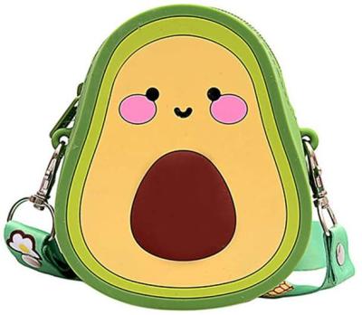 China Work Factory Wholesale 2021 Cute Cartoon Shoulder Bag Avocado Pattern Silicone Coin Purse for sale