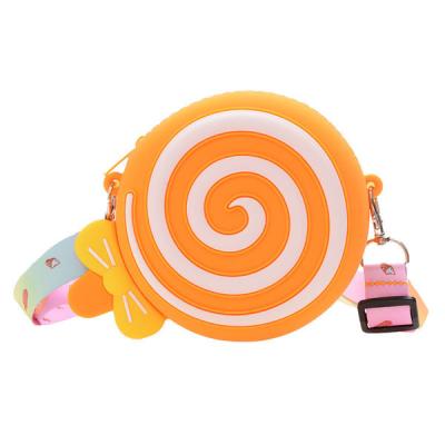 China 2021 Silicone Soft Silicone Shoulder Children Kids Bag Cute 3d Lollipop Coin Clips With Strap for sale