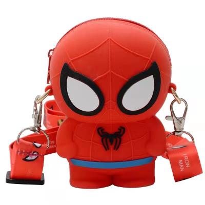 China 2021 Working Captain America Panther Crossbody Shoulder Bag Cartoon Heroes Marvel Superhero Spiderman Silicone Coin Purse for sale