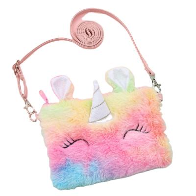 China 2022 Labor Women Handbags Pinch To Shoulder Bag Fashion Kids Children Unicorn Plush Bags for sale