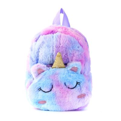 China Cute Jojo Unicorn Plush Schoolbag Little Children Kawaii Casual Rainbow Cartoon Gift Kids Work Outside Backpack for sale