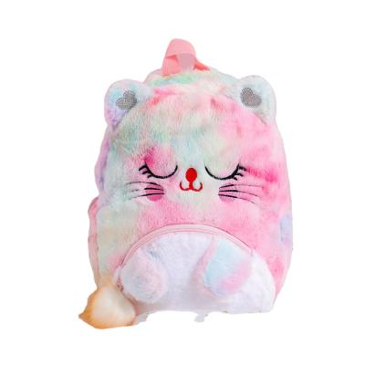 China Cute Plush Unicorn Big Eye Cat Backpack Working Children Kawaii Schoolbag Kindergarten School Bag For Children for sale