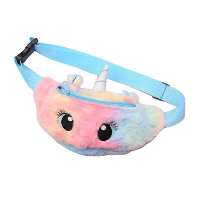 China 2022 Water Proof Kids Designer Crossbody Cartoon Plush Unicorn Fanny Packs Waist Bags for sale