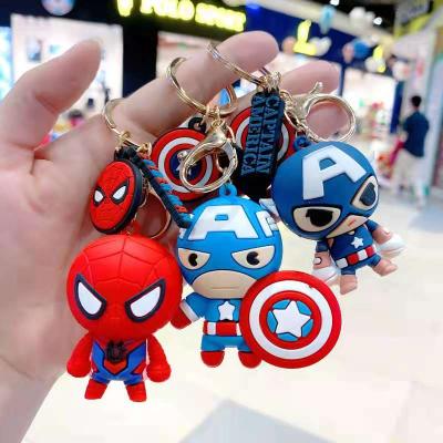 China Lovely Silicone Keychain for Kids and Girls Schoolbag Cute 3d Cartoon Keyring for Kids Backpack Superhero 3d Keychains for sale