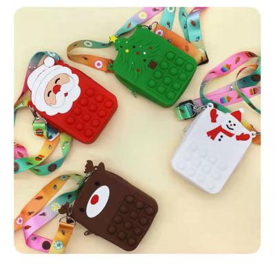 China Farming Boy And Girls Cross - Body Bag Silicone Purse Cartoon Coin Clips Santa Claus Pop Bubble She Bag Father Christmas Purses For Xmas Gift for sale