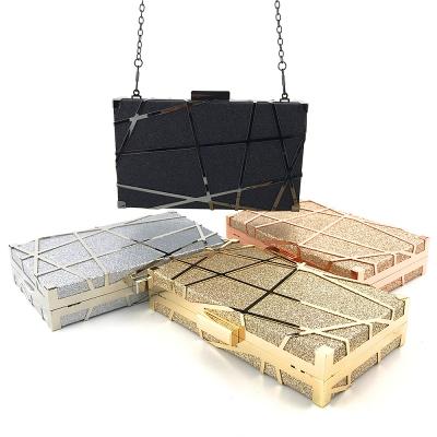 China PU Small Instant Dinner Bag In Hand Banquet Metal Banquet Clutch Sequin Dinner Bag for sale