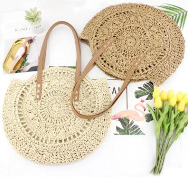 China Fashion Summer Hot Selling Fashion New Rattan Bags Large Handbags Beach Travel for sale