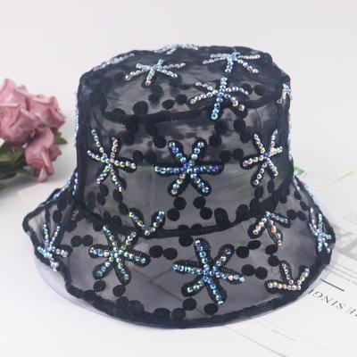 China 2020 New Cotton Lace Mesh Gauze Drill Sunshade Summer Outdoor 100% Bucket Hat for sale