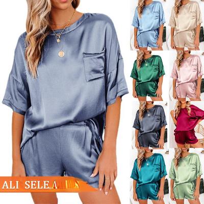 China Hot Sales New Arrivals QUICK DRY Solid Color Women's Satin Pajamas Irregular Pajamas For Women for sale