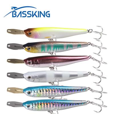 China ABS BASSKING 7cm Minnow 8.5g Bait Quality Stainless Steel Tongue 3D Plastic Sinking Dish Eyes 9 Color Isca Minnow Artificial Lure for sale