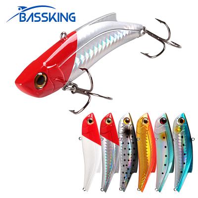 China NEW VIB 9cm BASSKING Lure 27g 3D Hard Fishing Vivid Swimming Artificial Hard Groundbait Eyes Carp Fishing Vibration With Treble Hooks HL452 for sale