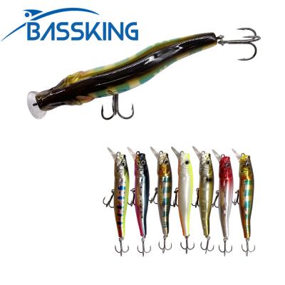 China Bent Body Factory Wholesale 65mm/5g 80mm/7g Professional Downspout Bent 3D Minnow Bait Eyes Plastic Hard Bait Fishing Lure PESCA Wobbler for sale