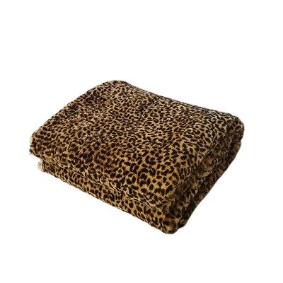 China PORTABLE Custom Size Luxury Leopard Print Home Blanket with Lambswool on Back Washable Movable Throw Blanket for sale