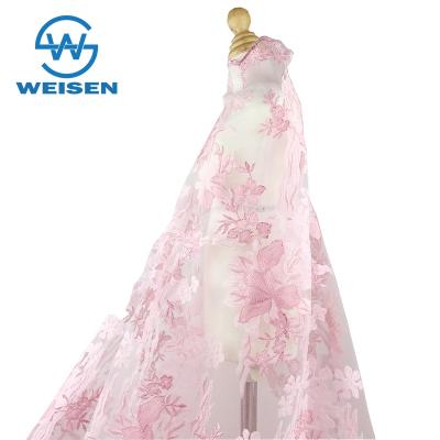 China Viable Embroidered Fabric Mesh 2019 Lace Flower Wholesale Tulle Embroidery Dress for sale