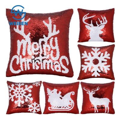 China Custom Waterproof Sequin 5Mm Cover Sequin Case Throw Pillow Case Reversible Christmas Decorative Pillow for sale