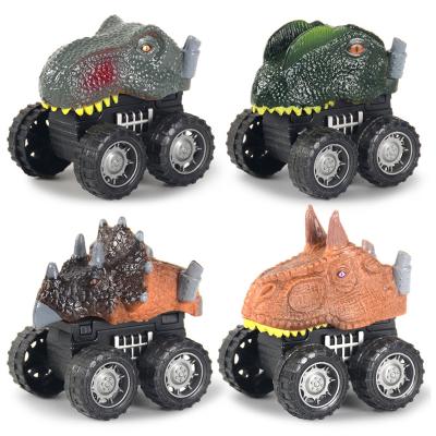 China Back Wholesale Eco-friendly Material Mini Dinosaur Model Friction Vehicle Pull Cartoon Friction Car Toys For Children for sale