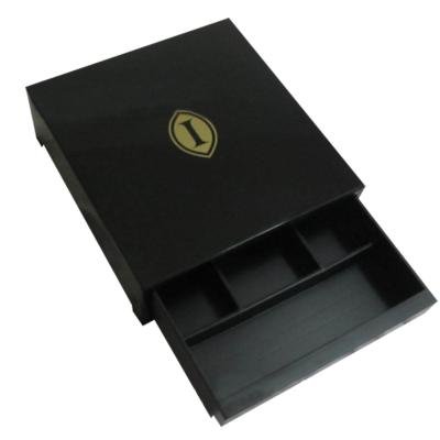 China Recycled Materials Manufacturer Custom High Grade Black Wood Drawer Box Wood Storage Box Gift Box for sale