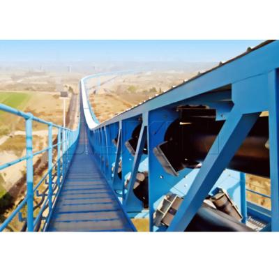 China Heat Resistant Large Capacity Curved Tubular Belt Conveyor For Powdery Material for sale