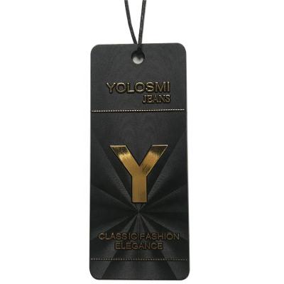 China Customized High Quality Viable Brand Logo 3d Embossed Plastic Apparel Hangtag for sale