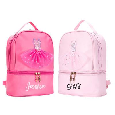 China Fashoion New Design Embroidery School Bag for Girls Ballerina Pink Duffel for Ballet Class Crossbody Ballet Handbag Pink Kids Backpack for sale