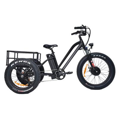 China Fat Tire Bike Aluminum Alloy 3 Wheel Cargo Bike 48V 500W Slingshot Electric Hub Motor Electric Bike for sale