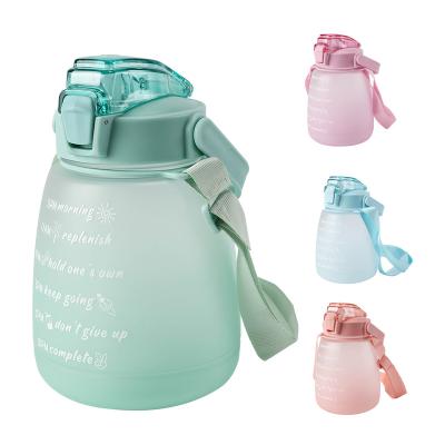 China New Fashion 500ml PC Sustainable Portable Straw Plastic Children Kids Water Bottle Large Belly Shape Cute Bottle With Straw for sale