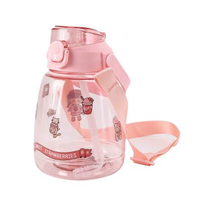 China Good Price Viable Kids Customize Clear 1100ml Flashy Big Belly Water Bottle With Cartoon Sticker for sale