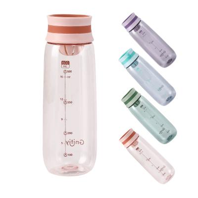 China Leak Proof Cute Colorful Kids Motivational Bottle Water Bottle With Silicone Strap for sale