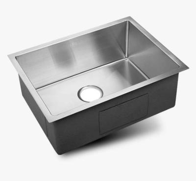 China Without Faucet 530x450x200mm Single Bowl Round Corner Stainless Steel Handmade Kitchen Sinks for sale