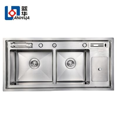 China Without Faucet Made In China Topmount Multifunctional Kitchen Sinks Stainless Steel With Cut Board for sale