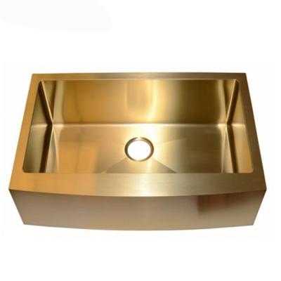 China Without Faucet Hot Sale Farmhouse Handmade 201 Stainless Steel Apron Copper Sink for sale