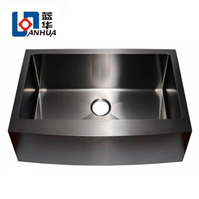 China Aquacubic Luxury Black Nano Faucet Apron PVD Handmade Front Farmhouse Stainless Steel Kitchen Sink for sale