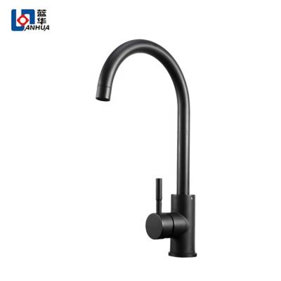 China Sense Faucets Single Handle Matte Black Kitchen Sink Faucet Stainless Steel Kitchen Faucet for sale