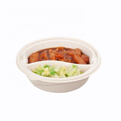 China Eco food biodegradable microwavable food container round cornstarch takeaway bowl for sale