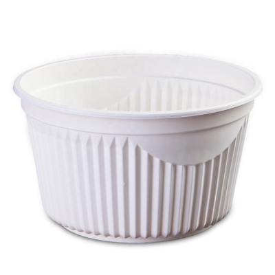 China 2020 New Product Disposable Tableware Round Food Container Bowl 650ml Disposable Biodegradable Cornstarch Bowl for sale