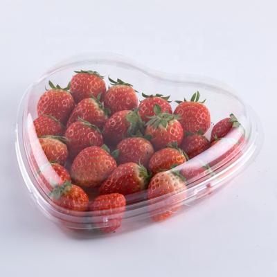 China Disposable Pet Fruit Container Fresh Strawberry Fruit Packaging Disposable Plastic Box / rpet Clamshell for sale