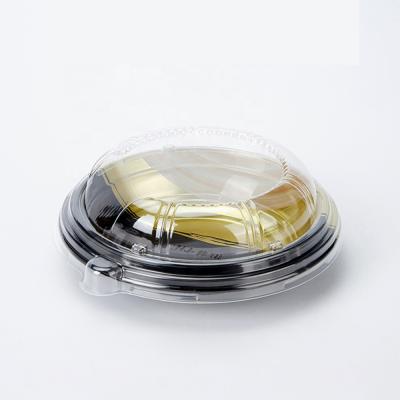 China Custom Disposable Disposable Take Away Clear Packaging Box Plastics Round Sushi Container With Lid for sale