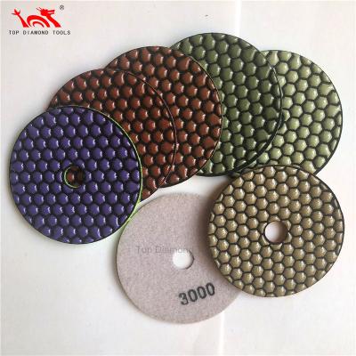 China Polishing Stone Diameter 100mm And 125mm Flexible Granite Stone Diamond Dry Polishing Pads For for sale