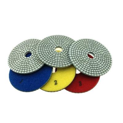 China Diamond Polishing Pad For Granite Quartz Concrete Dry Flexible Marble Polish Granite 3 Step Polishing Diameter 4 Inch for sale