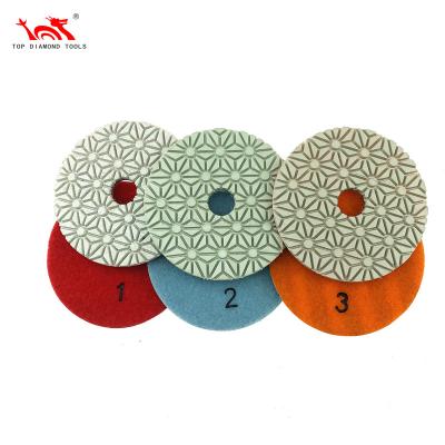 China Good Granite Flexibility 3 Steps Diamond Flexible Polishing Pads For Stone Polishing for sale