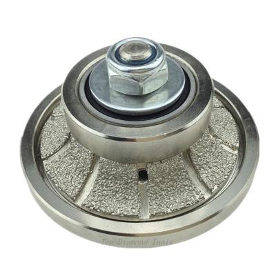 China Edge Stone TOP Vacuum Welded Diamond Manual Profiling Wheel With Metal Accessory for sale