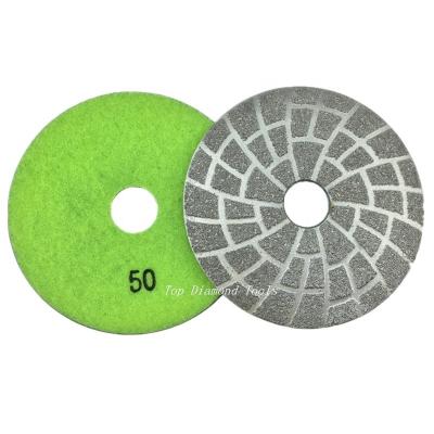 China Aggressive High Performance Vacuum Brazed Concrete Diamond Polishing Pads For Granite Marble Gemstone Quartz Quick Polish for sale