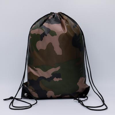 China Rope Handle Camouflage Printing Drawstring Bag Waterproof Backpack Sports Pocket Travel Recycling Backpack for sale