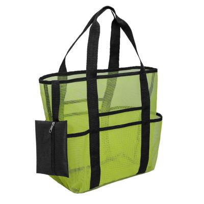 China Eco-Friendly Bags A Provisions Shower Women Summer Vacation Supplies Beach Carry Green Mesh Cosmetic Spa Bath Storage Bag for sale