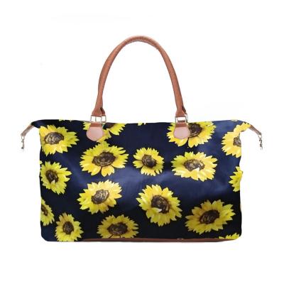 China High Quality Sunflower Leopard Stripe Canvas Gym Travel Weekend Bag Spend Duffel Tote Bag Fashion Handbag Overnight for sale