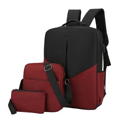 China With Laptop-USB backpack new business with USB interface backpack three-piece large capacity school bag for sale